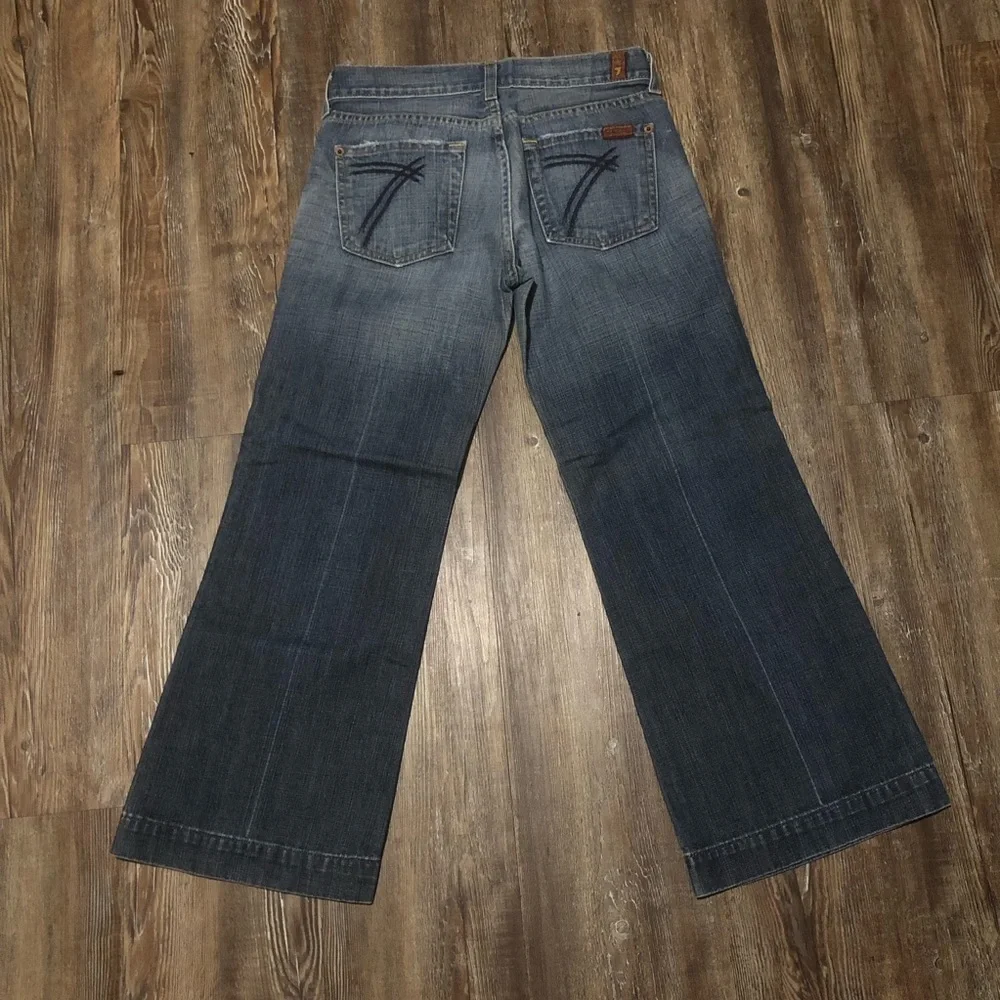 7 For All Mankind Dojo Jeans Women's 25 Cropped Flared Front Seam Made in USA